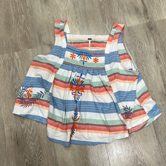 Free People OB758848 Vintage-Inspired Sleeveless Striped Tank in Ivory Combo Med - Picture 3 of 6